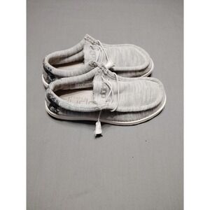 HEY DUDE Men9 Slip On Loafer Shoes Wally Canvas Linen Heather Gray Old Money Y2K
